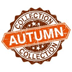 Autumn collection grungy stamp isolated on white background