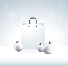 Gift Bag with White Christmas Ornaments