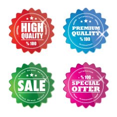 Colourful premium quality badges