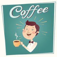 Man with coffee vector poster N2