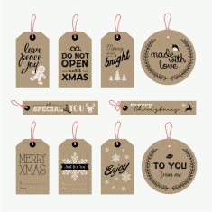 Set of Christmas and New Year gift tags N2