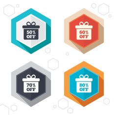Sale gift box tag icons Discount symbols N56