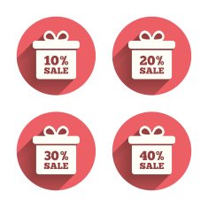 Sale gift box tag icons Discount symbols N57