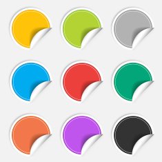 Colorful nine blank stickers set Badge collection Vector illustration