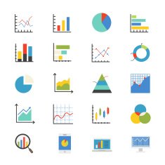 Business Chart and Graph Flat Icons color