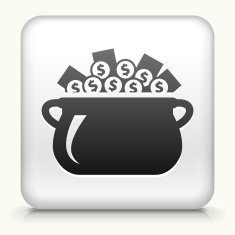 Square Button with Money Pot