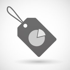 Shopping label icon with a pie chart N2