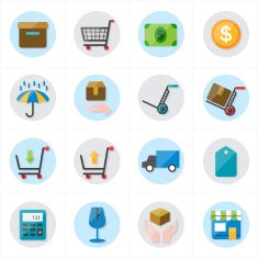 Flat Icons For Business and Ecommerce Vector Illustration