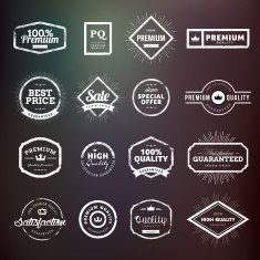 Collection of vintage premium quality badges and stickers for designers