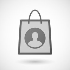 Shopping bag icon with a male avatar