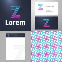 Design icon Z element with Business card and paper template N2