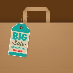 Paper bag with sale tag