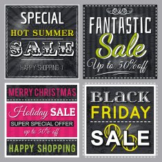 Black banners with sale offer vector N2