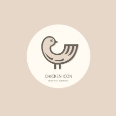 Chicken logo painted in black and white on a background N2