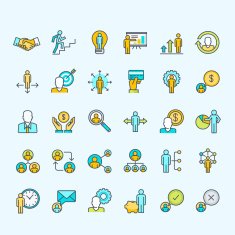 Set of line color people icons for business and finance N2