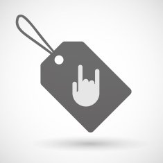 Shopping label icon with a rock hand
