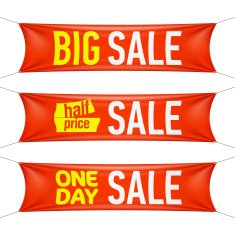 Big half price and one day sale banners