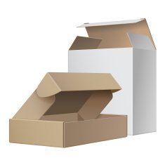 Two white open boxes