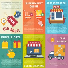 Shopping mini posters set