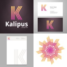Design icon K element with Business card and paper template N2