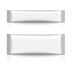Blank plastic stick pack for coffee sugar salt spices isolated