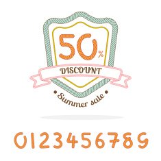 Rope sale badge logo Bonus 0-9 number