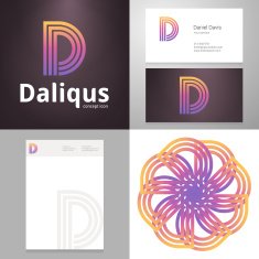 Design icon D element with Business card and paper template N2