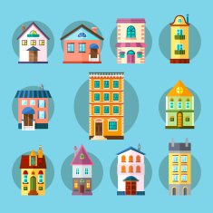 Flat Collection of City and Town Buildings