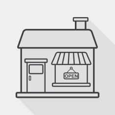 Building restaurant flat icon with long shadow line N4