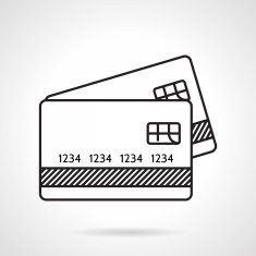 Credit cards black line vector icon