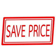 Save price red stamp text on white