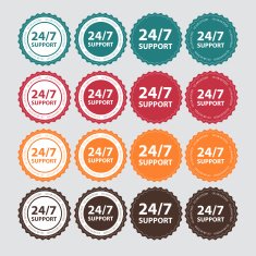 Vector 24 7 SUPPORT Sign Label Template N23