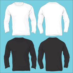 Men's Long Sleeved T-Shirt Template Black White N2