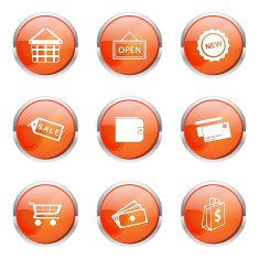 Shopping Sign Orange Vector Button Icon Design Set 2 N12