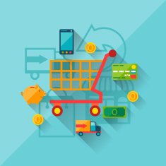 Illustration concept of internet shopping in flat design style