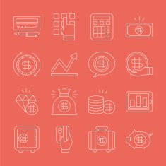 Business finance line icon set N4