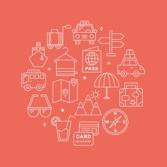 Travel line icon circle set N3