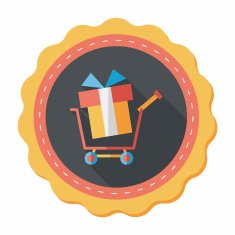 shopping cart flat icon with long shadow N46