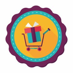 shopping cart flat icon with long shadow N47