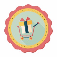 shopping cart flat icon with long shadow N48