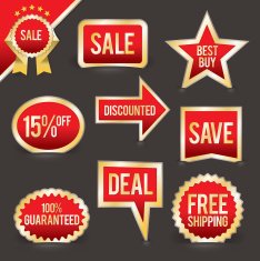 Set of Foiled Sale Badges and Labels
