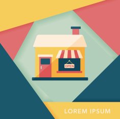 Building restaurant flat icon with long shadow eps10 N65
