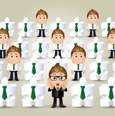 Concept of businessman and jigsaw puzzle crowd