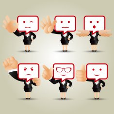 Businesswoman with bubbles speech instead of head