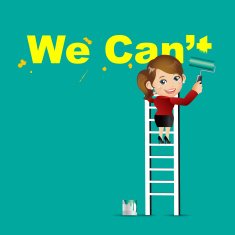 People Set - Business Businesswoman erasing the word we can't