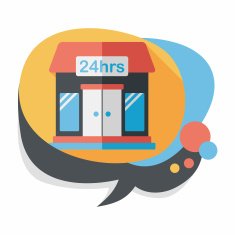 Building convenient store flat icon with long shadow eps10 N33