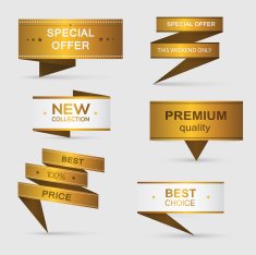 Collection of golden premium promo banners N2