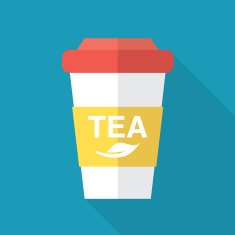 Cup of tea to go design in mellow color scheme