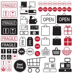 Shopping and sale icon set