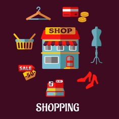 Flat shopping icons for household appliances N2